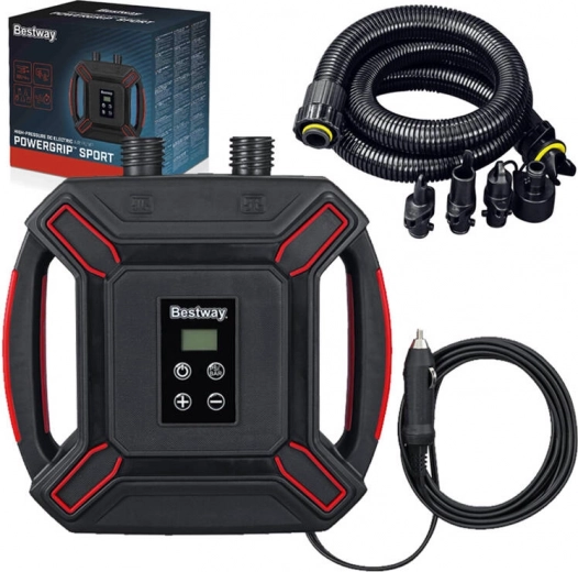 Bestway augstspiediena elektriskais auto sūknis ar LCD un 4 adapteriem