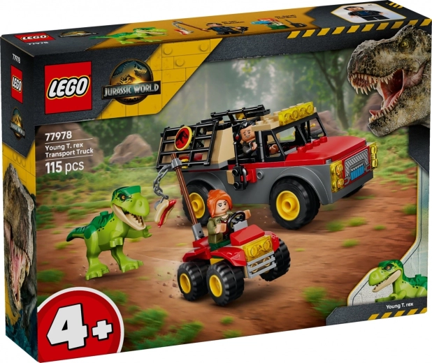 LEGO Jurassic World pārvadāšanas kravas auto ar jauno T. reksu