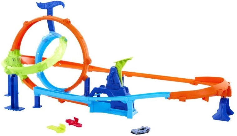 Hot Wheels Stunt Tracks ātrais starts Cyclone – sacīkšu trase ar dubulto cilpu