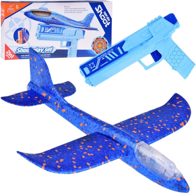 Fun Foam Plane with LED Lights Launched from a Gun