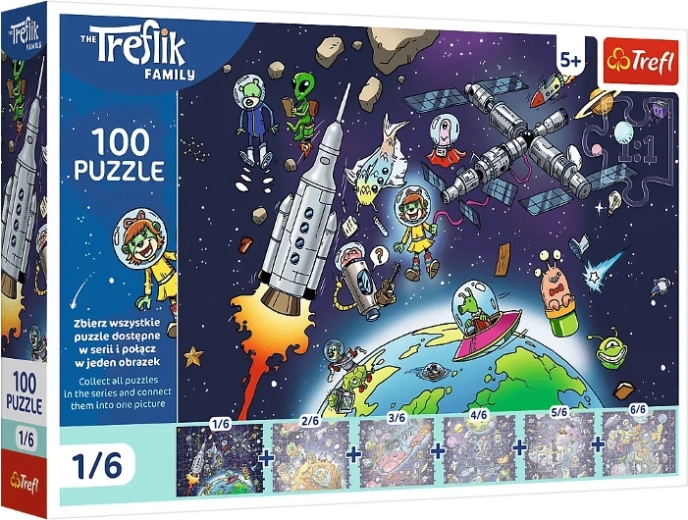 Trefl puzle 100 gabali Treflinka kosmosā
