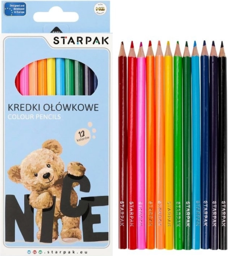 Trīsstūrveida krāsainie zīmuļi Medvīdek 12 krāsas