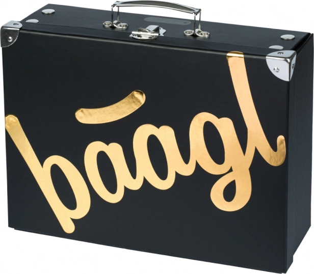 Folding School Briefcase Gold with Metal Fittings Baagl