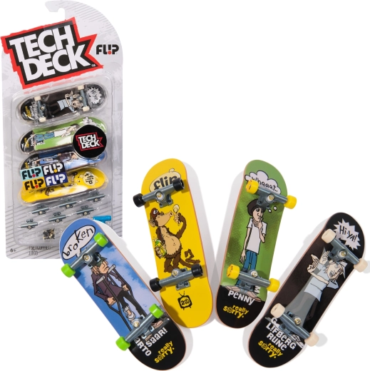 Tech Deck fingerborda komplekts 4 mini skritu dēļu salikšanai Flip