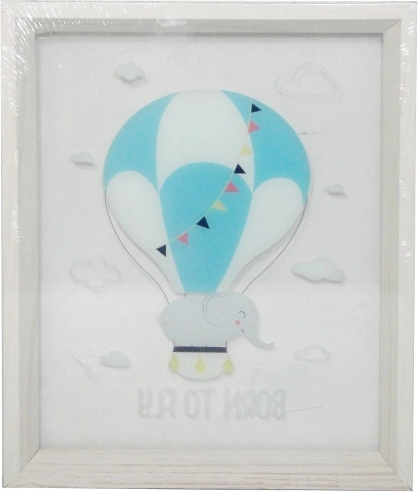 Attēls ar balonu un zilonīti caurspīdīgā rāmī 25×30 cm