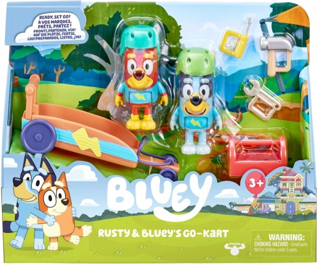Bluey gokarta figūriņu komplekts ar 2 suņu figūriņām
