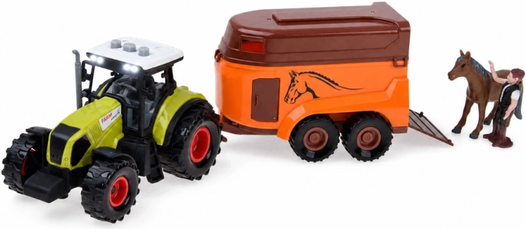 Traktors ar piekabi ar gaismas un skaņas efektiem