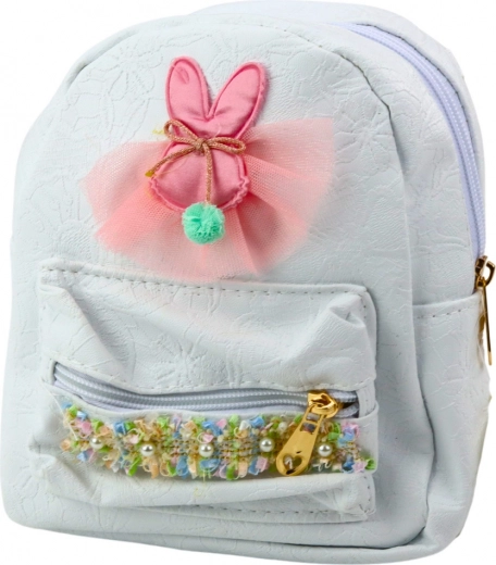 Children's backpack with a bunny and decorative ribbon white
