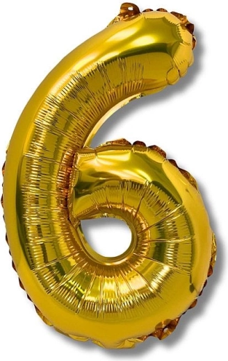 Folijas balons cipars 6, zelta, 40 cm