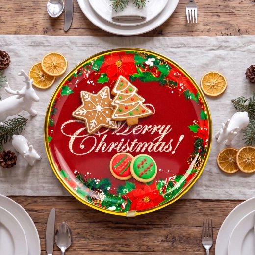 Ziemassvētku plastmasas šķīvis Merry Christmas, 22 cm
