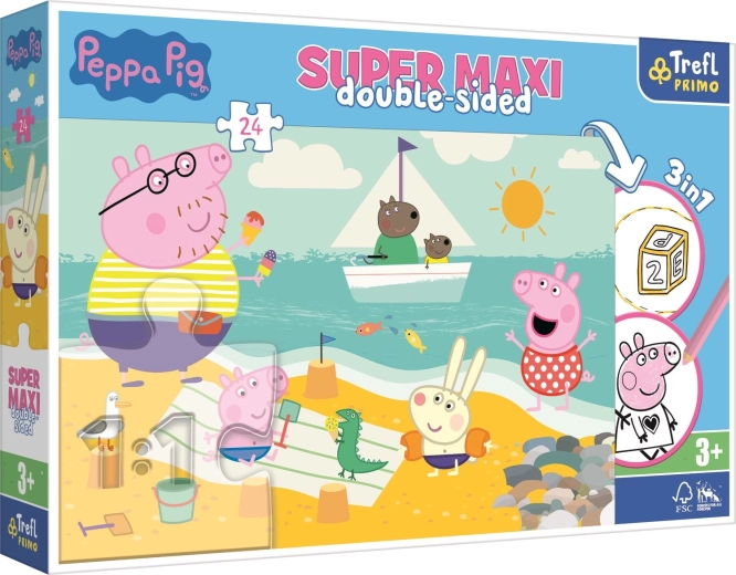 Divpusēja puzle Peppa Pig SUPER MAXI 24 gabaliņi