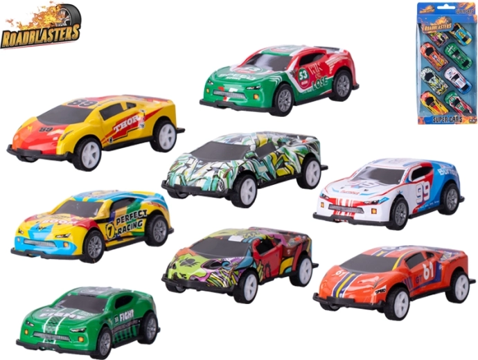 Roadblasters metāla automašīnīšu komplekts ar atpakaļgaitas inerces mehānismu, 8 gab.