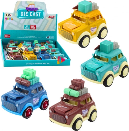 Metāla retro ceļojumu auto ar atsperes piedziņu un lecošu motora pārsegu