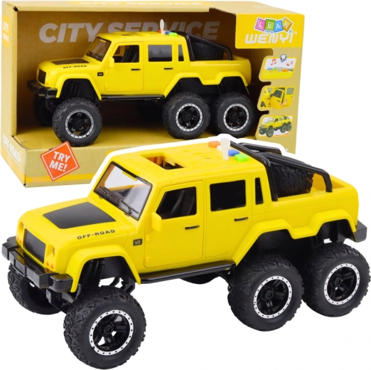 Apvidus auto Pickup ar gaismas un skaņas efektiem, ar berzes piedziņu 6x6