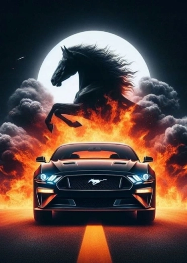 Norimpex dimanta gleznošana sporta auto Mustang 30 × 40 cm