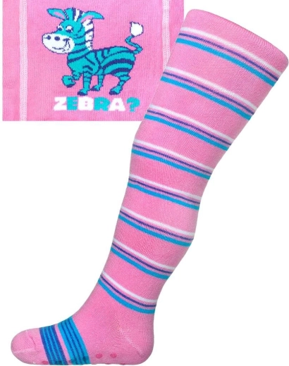 Kokvilnas zeķubikses ar ABS New Baby rozā zebra ar svītrām, izm. 104–110