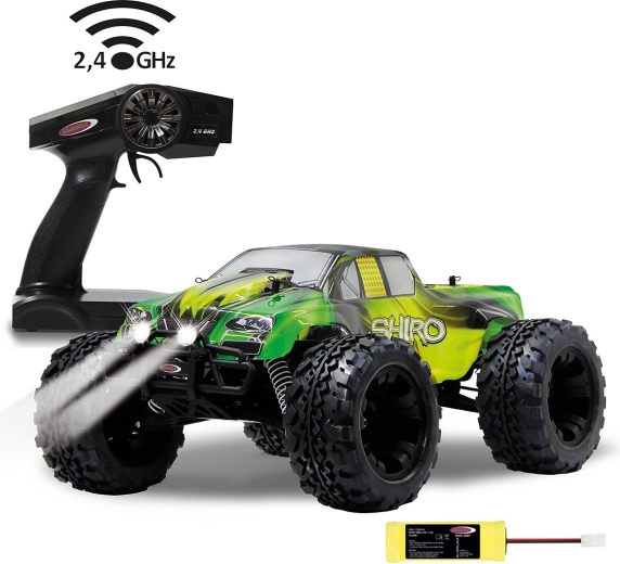 Jamara Shiro RC monster trucks 4WD 1:10 2,4 GHz ar LED un NiMH akumulatoru