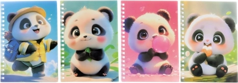 Pandas piezīmju klade ar pildspalvu