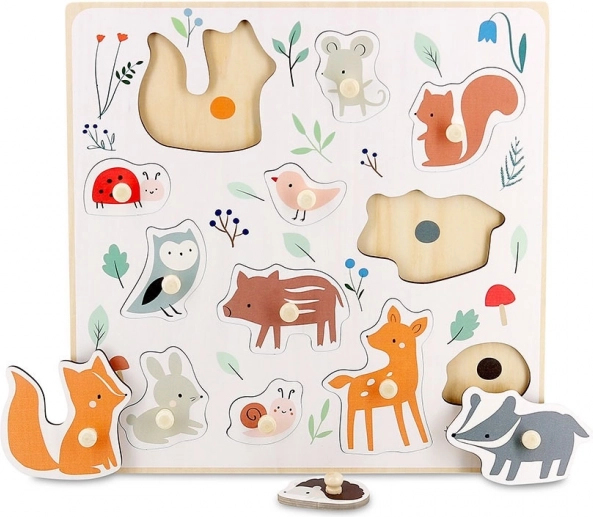 VILAC Wooden Peg Puzzle – Forest Animals – design by Sarah Betz