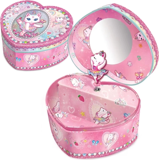 Music jewelry box cat Heart