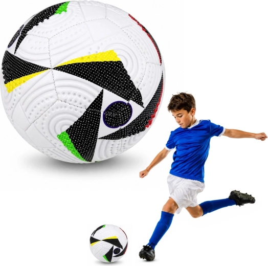 Training soccer ball size 5 (22 cm) white with pattern