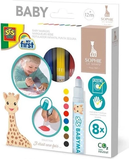 SES Creative my first flomāsteri žirafe Sofijai – 8 krāsu komplekts