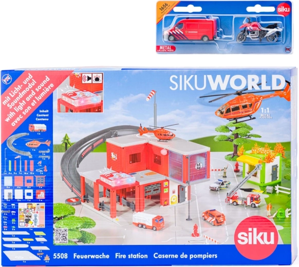 SIKU World ugunsdzēsēju stacija ar ugunsdzēsēju auto