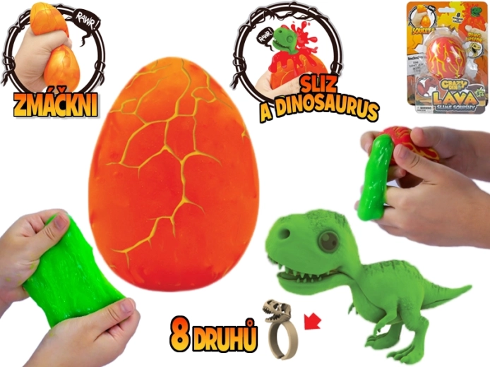 Crazy Dino Egg with Slime, Dinosaur Figure, and Ring