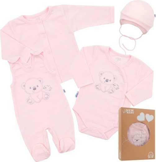 Zīdaiņu komplekts uz dzemdību namu New Baby Sweet Bear rozā 62 (3–6 mēn.)