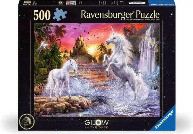 Ravensburger spīdošā puzle “Vienradži pie upes” 500 gabaliņi