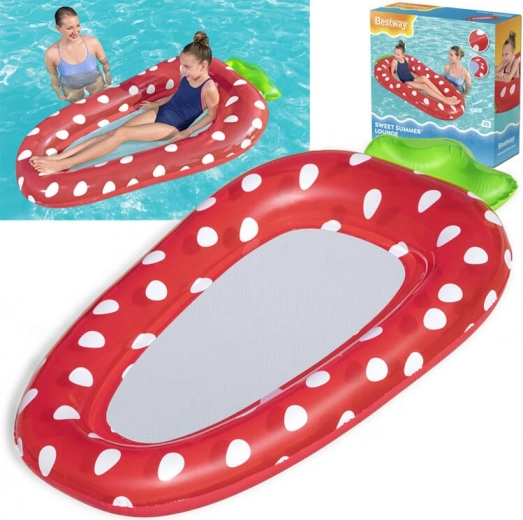 Inflatable Lounger with Mesh Bottom 186 × 112 cm Bestway – Strawberry