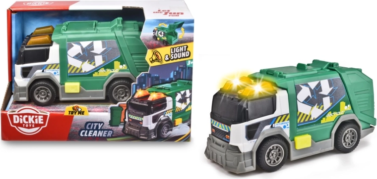 City Cleaner Garbage Truck with Light and Sound Effects, 15 cm