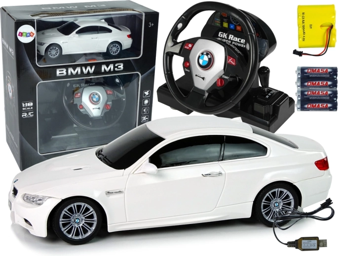 Tālvadības sacīkšu auto BMW M3 ar stūres vadības pulti