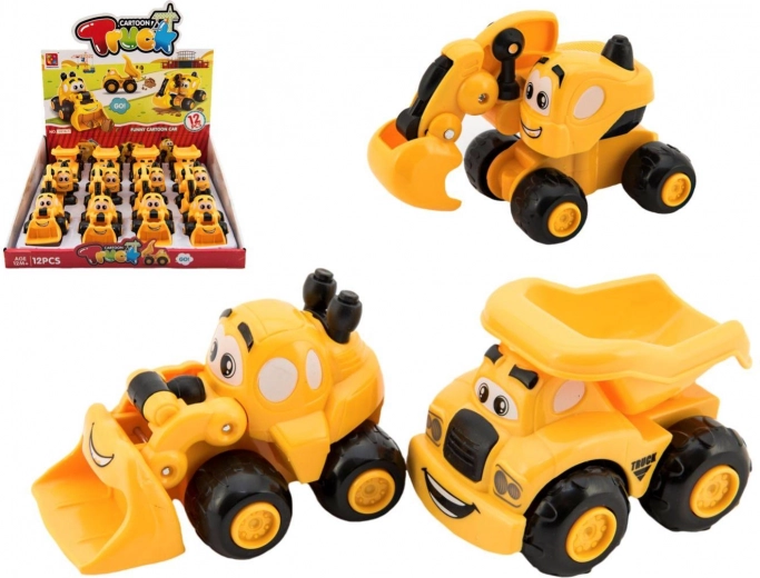 Plastic construction toy car for toddlers 9 cm, 3 types, freewheel,