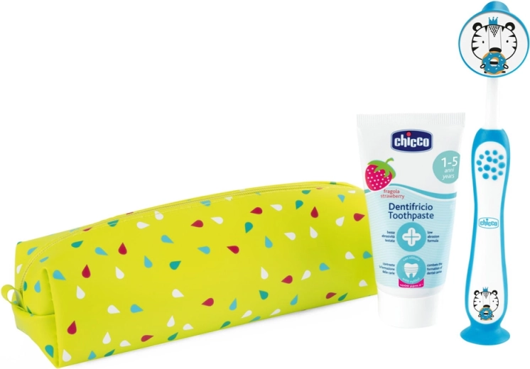 Chicco travel dental hygiene set with toothbrush and toothpaste Tiger (3 years+)