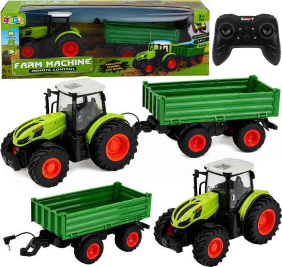 Remote-Controlled Farm Tractor with Detachable Trailer 1:24