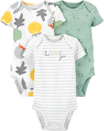 CARTER'S zīdaiņu bodiji ar īsām piedurknēm veggies neitrāli, 3 gab. – PRO, izm. 46