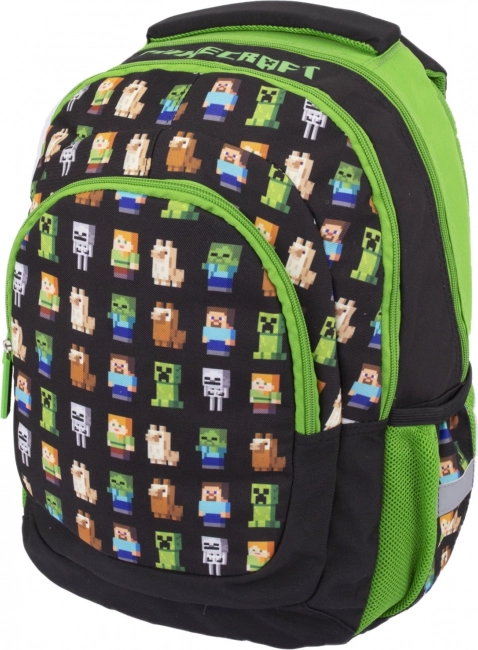 Skolas mugursoma MINECRAFT ar trīs nodalījumu izkārtojumu