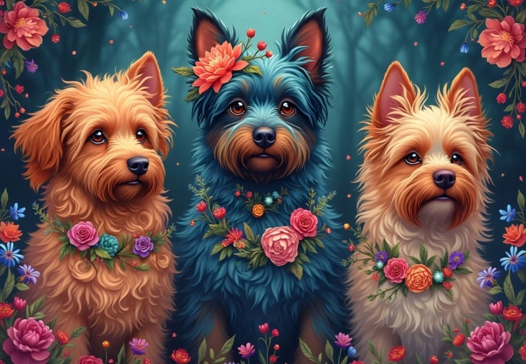 Puzzle Dog Trio 1000 Pieces BLUEBIRD