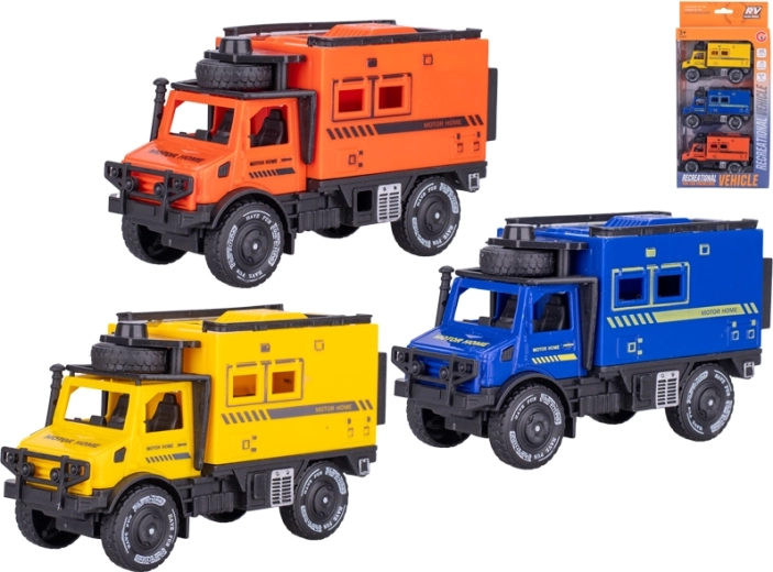 Trīs bezceļa automašīnīšu komplekts ar inerces piedziņu 11,5 cm