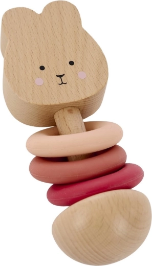 Jabadabado wooden bunny rattle with silicone rings