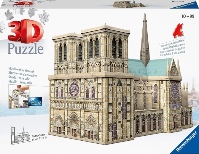 Ravensburger 3D puzle Parīzes Dievmātes katedrāle, 349 detaļas