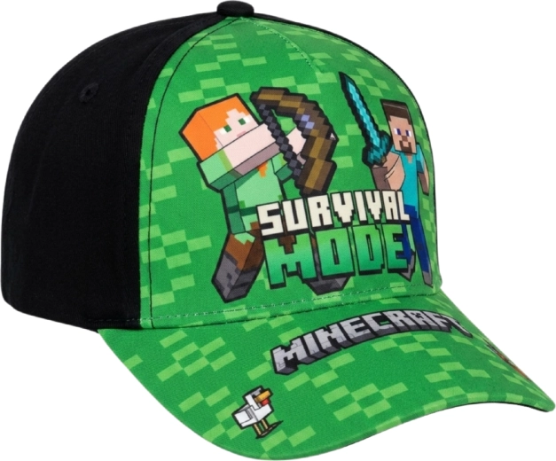 Children's Minecraft Survival Mode Cap, Green and Black