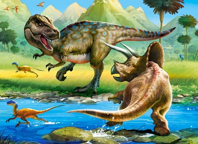 Puzle Tyrannosaurus pret Triceratops — 70 gab.