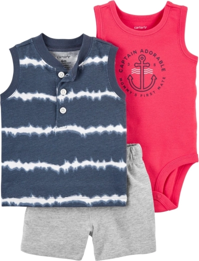 3-piece set for a boy Carter’s: tank bodysuit, sleeveless shirt and short shorts – NB / size 56