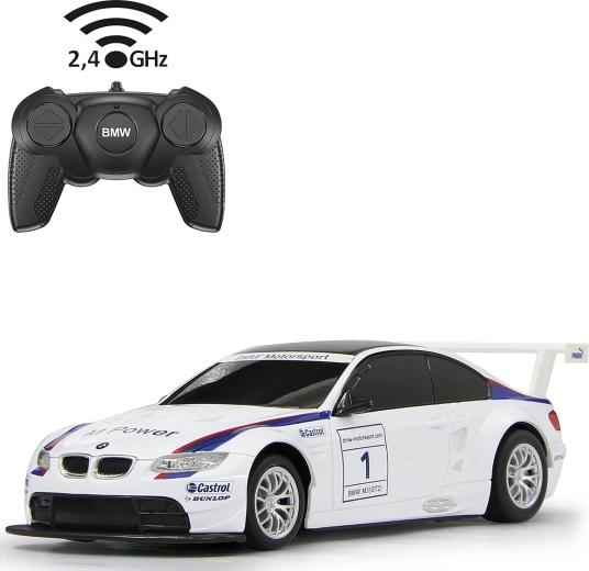 BMW M3 Sport tālvadības auto 1:24, balts