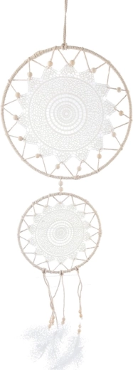 White dreamcatcher made of jute and feathers 100 cm