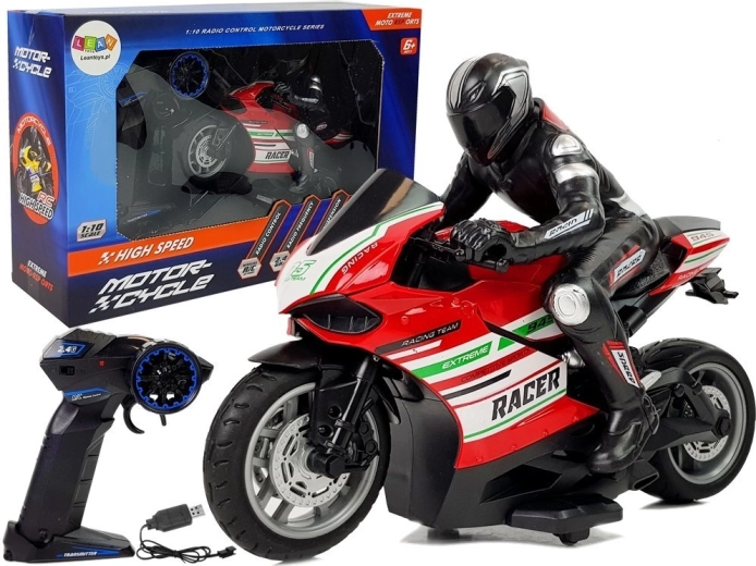 RC sport motorcycle 2.4 GHz, range 35 m, red