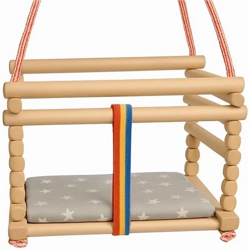 Bērnu dižskābarža šūpoles BABY MIX dabīgā krāsā ar spilventiņu