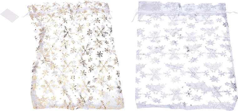Organza bag with snowflakes 17 × 23 cm – Christmas gift packaging